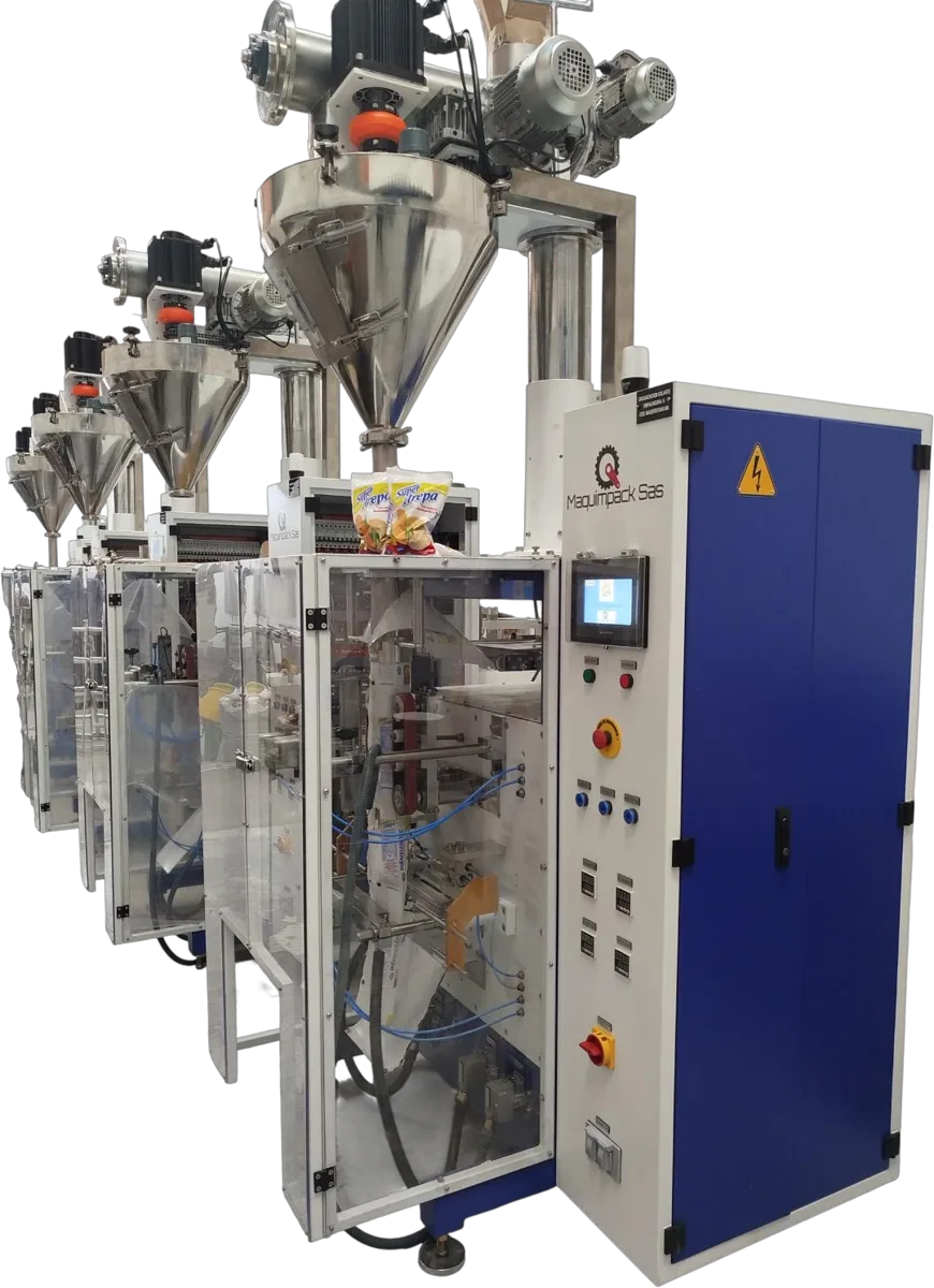 Máquina empacadora vertical Maquimpack con dosificador para productos en polvo